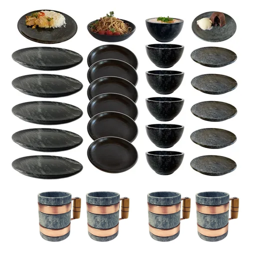 Kit Jantar E Sobremesa De Pedra Sabão