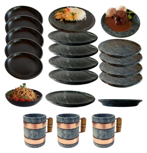 Kit Jantar E Sobremesa De Pedra Sabão